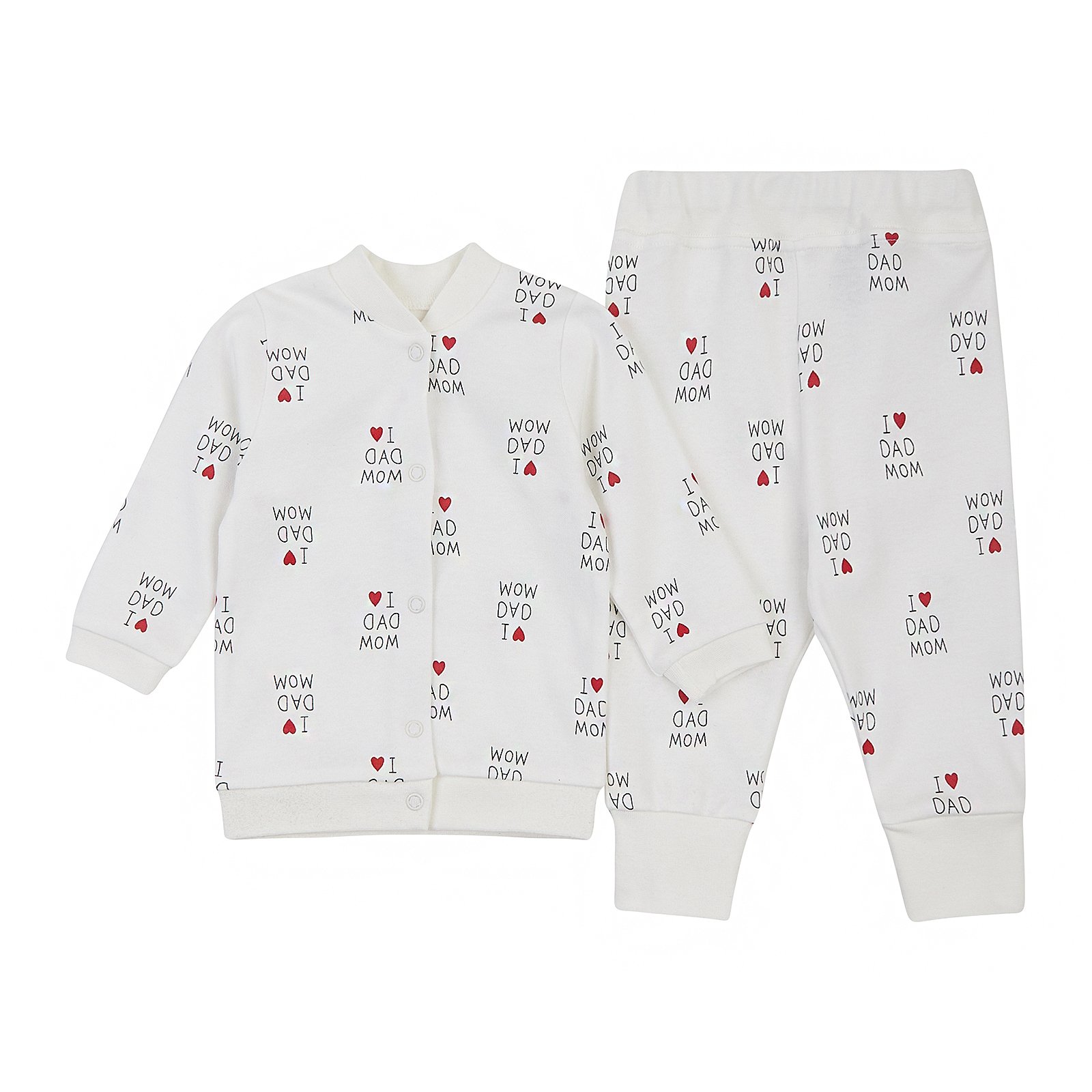 Набор одежды для детей ЛяЛя I love dad mom 3 - 18 мес Интерлок Молочный/Красный/Черный К2ІН015_2-242