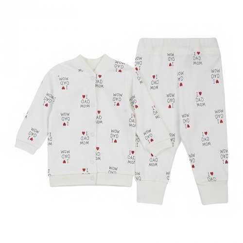 Набор одежды для детей ЛяЛя I love dad mom 3 - 18 мес Интерлок Молочный/Красный/Черный К2ІН015_2-242