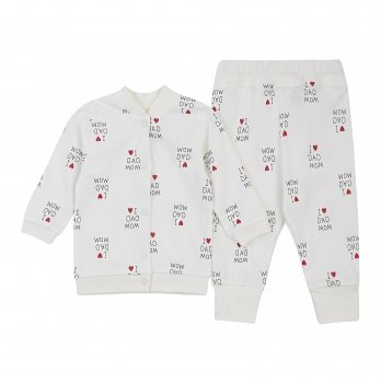 Набор одежды для детей ЛяЛя I love dad mom 3 - 18 мес Интерлок Молочный/Красный/Черный К2ІН015_2-242