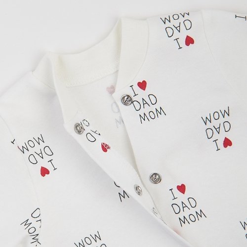 Набор одежды для детей ЛяЛя I love dad mom 3 - 18 мес Интерлок Молочный/Красный/Черный К2ІН015_2-242