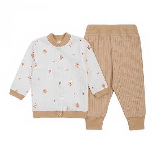 Набор одежды для детей ЛяЛя 3 - 18 мес Интерлок Молочный/Бежевый/Красный К2ІН015_2-499