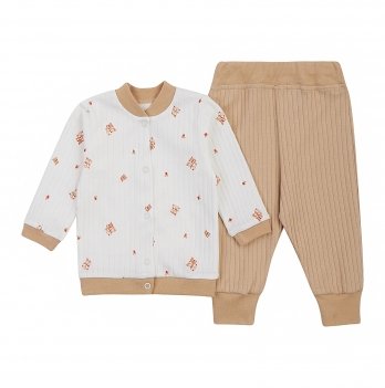 Набор одежды для детей ЛяЛя 3 - 18 мес Интерлок Молочный/Бежевый/Красный К2ІН015_2-499