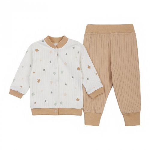 Набор одежды для детей ЛяЛя 3 - 18 мес Интерлок Молочный/Бежевый/Серый К2ІН015_2-500