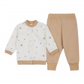 Набор одежды для детей ЛяЛя 3 - 18 мес Интерлок Молочный/Бежевый/Серый К2ІН015_2-500