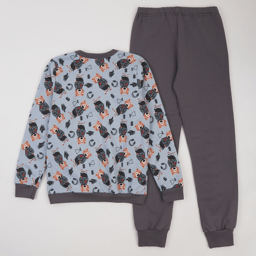 Пижама детская ЛяЛя 8 - 17 лет Футер Голубой/Темно-серый К3ФТ143_6-1911