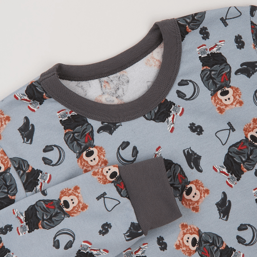 Пижама детская ЛяЛя 8 - 17 лет Футер Голубой/Темно-серый К3ФТ143_6-1911