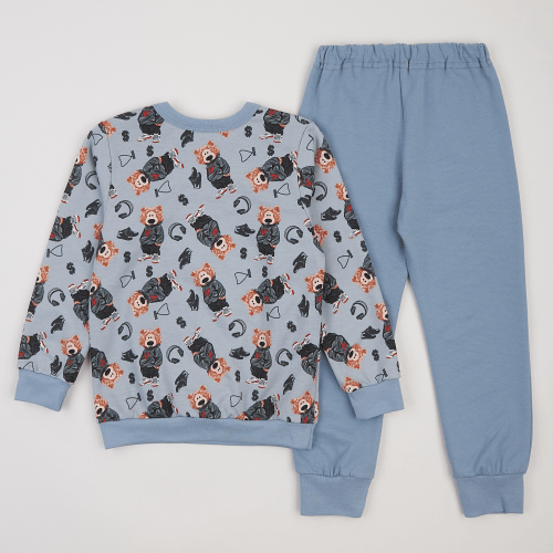 Пижама детская ЛяЛя 1 - 5 лет Футер Голубой/Серый К3ФТ118_6-191