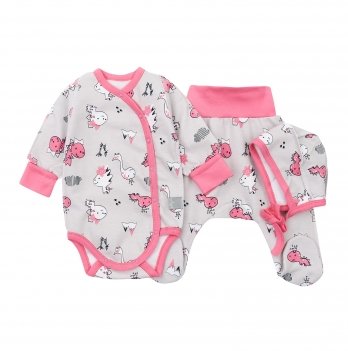 Набор одежды для новорожденных ЛяЛя 0 - 3 мес Футер Серый/Розовый К5ФТ018_6-58
