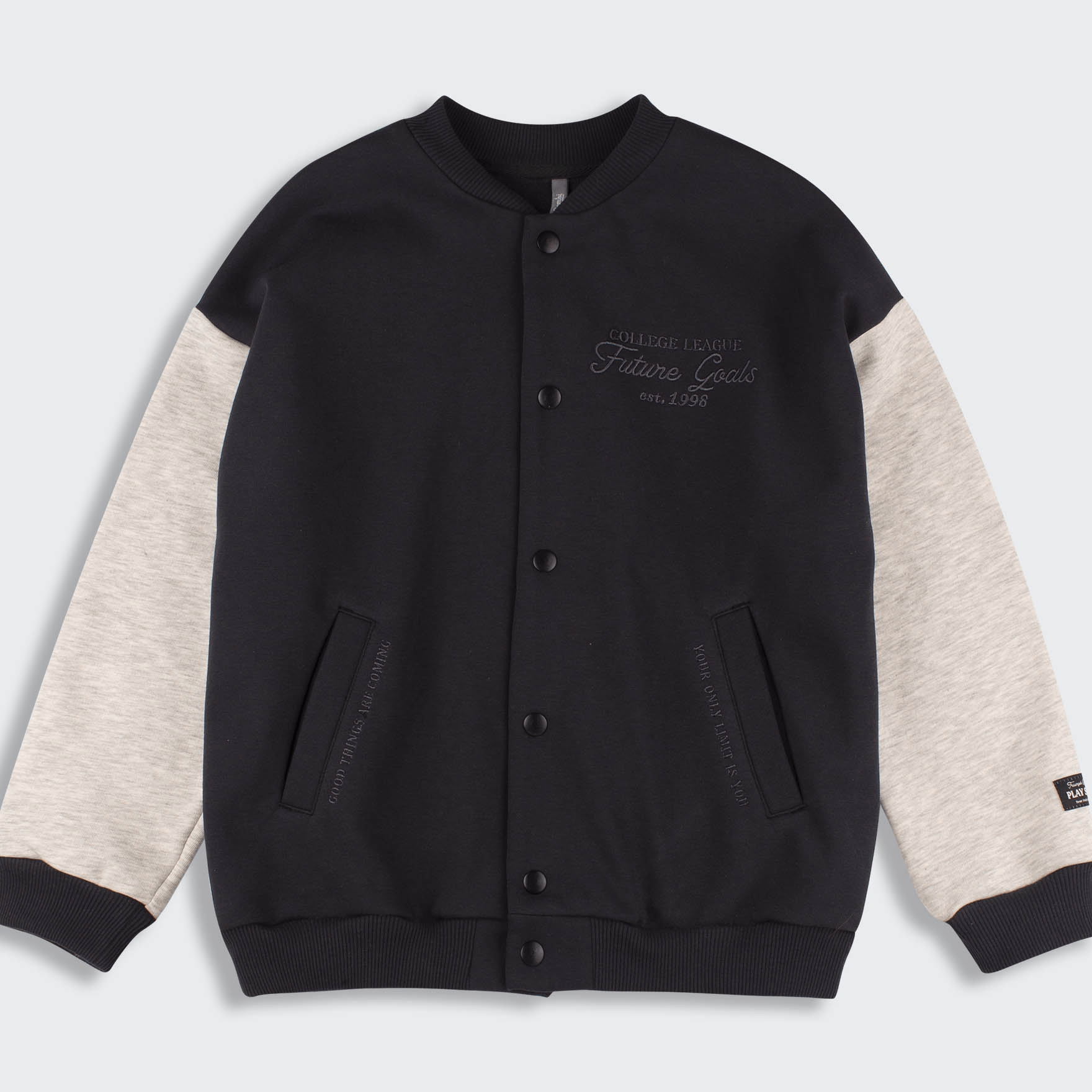 Кофта бомбер детская Bembi City collection 8 - 13 лет Трикотаж шардон Черный/Серый меланж XY0 КФ254