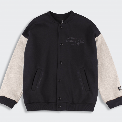 Кофта бомбер детская Bembi City collection 8 - 13 лет Трикотаж шардон Черный/Серый меланж XY0 КФ254