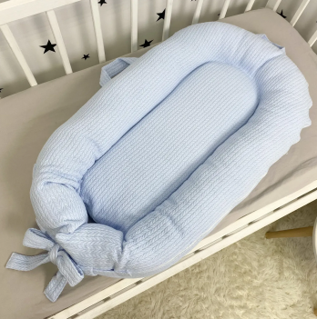 Кокон для новорожденных Oh My Kids Soft OMK Blue Пике Голубой Кокос 6 см КК-255-OMK