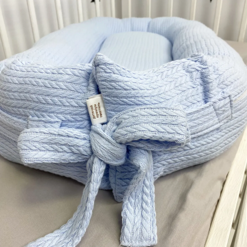 Кокон для новорожденных Oh My Kids Soft OMK Blue Пике Голубой Кокос 2 см КК-255-OMK