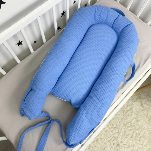 Кокон для новорожденных Oh My Kids Soft OMK Deep Blue Пике Голубой Кокос 6 см КК-256-OMK