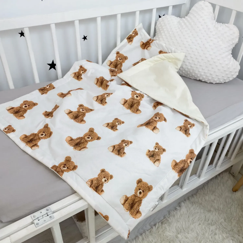 Плед для новорожденных Oh My Kids Мишки Ранфорс Бежевый/Молочный 100х80 см КЛ-070-Х