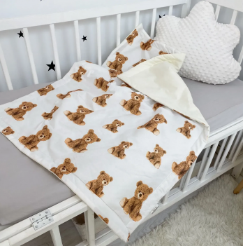 Плед для новорожденных Oh My Kids Мишки Ранфорс Бежевый/Молочный 100х80 см КЛ-070-Х