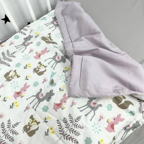 Плед конверт для новорожденных Oh My Kids Forest Animals Сатин Лиловый 100х80 см KLD-9066-1