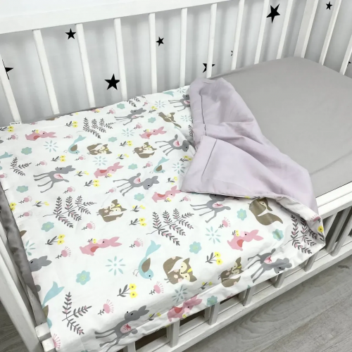 Плед конверт для новорожденных Oh My Kids Forest Animals Сатин Лиловый 100х80 см KLD-9066-1