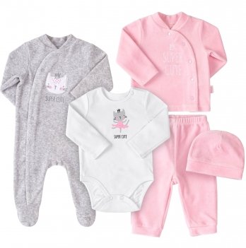 Набор одежды для новорожденных Bembi 1 - 3 мес Велюр Розовый КП244