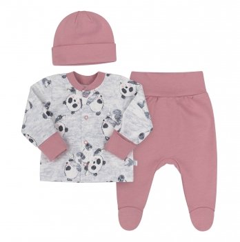 Набор одежды для новорожденных Bembi 1 - 6 мес Байка Серый/Розовый КП274