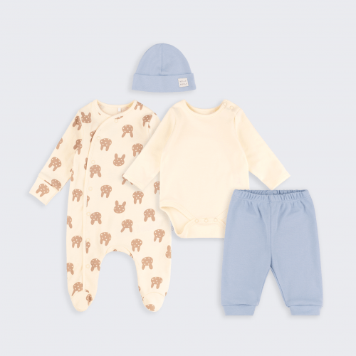 Набор одежды для детей Bembi 1 - 3 мес Интерлок Молочный/Голубой КП301