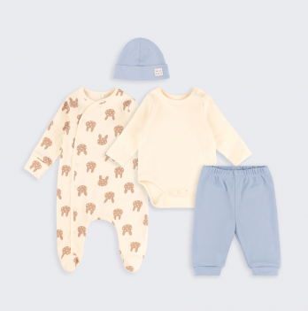 Набор одежды для детей Bembi 1 - 3 мес Интерлок Молочный/Голубой КП301