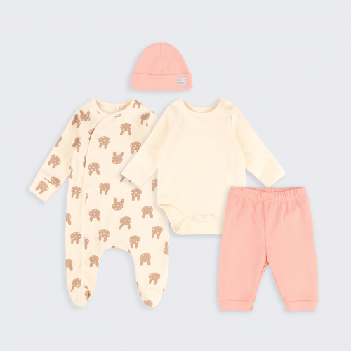 Набор одежды для детей Bembi 1 - 3 мес Интерлок Молочный/Абрикосовый КП301