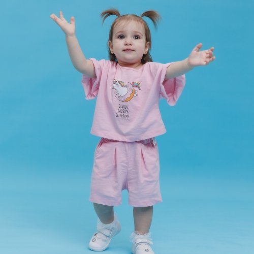 Костюм футболка и шорты на девочку Bembi Summer 2024 1 - 1,5 лет Супрем Светло-розовый КС779