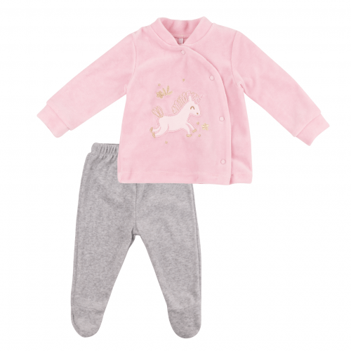 Детский костюм Bembi 1 - 3 мес Велюр Розовый/Серый меланж 3X6 КС787