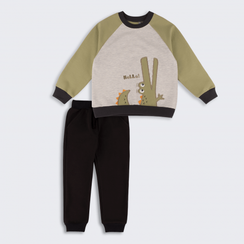 Спортивный костюм детский Bembi 2 - 6 лет Трикотаж двунитка Черный/Хаки КС803