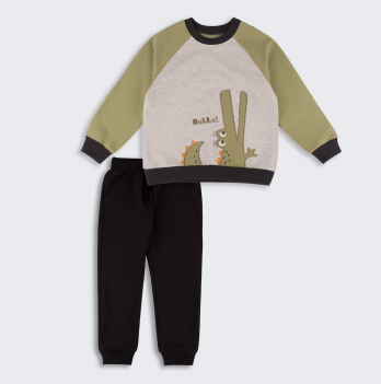Спортивный костюм детский Bembi 2 - 6 лет Трикотаж двунитка Черный/Хаки КС803
