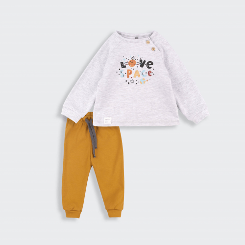 Детский костюм Bembi 3 - 12 мес Интерлок Серый меланж/Горчичный КС812