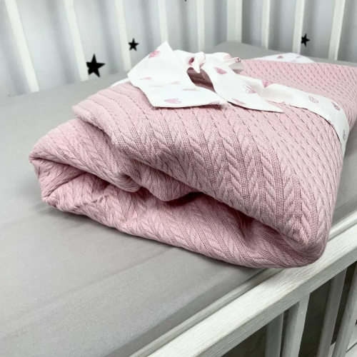 Конверт на выписку Oh My Kids Сердечки Пике/Сатин Пудровый 100х80 см КУ-241-СП-Б