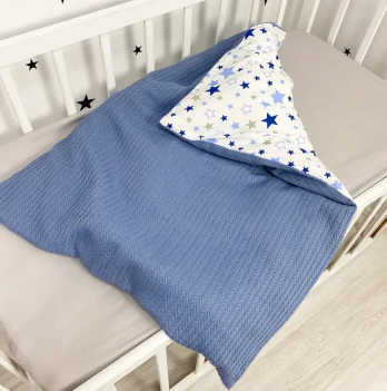 Конверт на выписку Oh My Kids Звезды Пике/Бязь Синий 100х80 см КУ-249-СП-Б