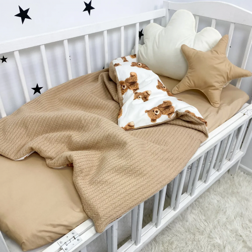 Конверт на выписку Oh My Kids Мишки Пике/Бязь Бежевый 100х80 см КУ-253-СП-Б