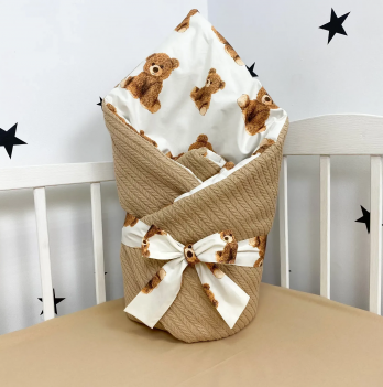 Конверт на выписку Oh My Kids Мишки Пике/Бязь Бежевый 100х80 см КУ-253-СП-Б