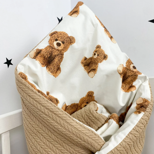 Конверт на выписку Oh My Kids Мишки Пике/Бязь Бежевый 100х80 см КУ-253-СП-Б