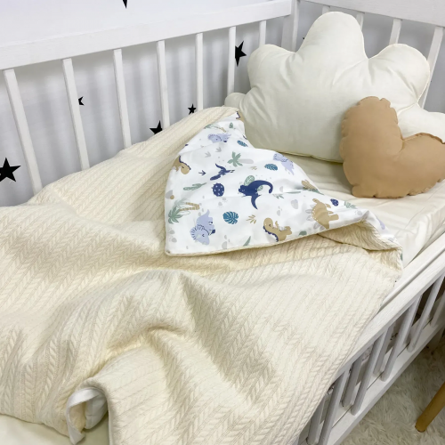 Конверт на выписку Oh My Kids Дино Пике/Бязь Молочный 100х80 см КУ-254-СП-Б