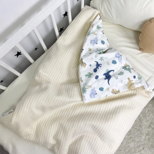 Конверт на выписку Oh My Kids Дино Пике/Бязь Молочный 100х80 см КУ-254-СП-Б
