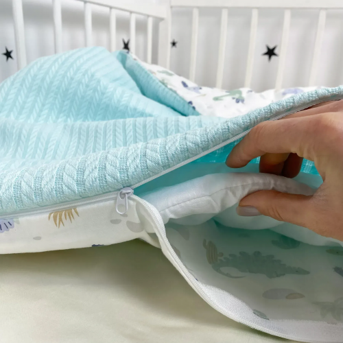 Конверт на выписку Oh My Kids Дино Пике/Бязь Мятный 100х80 см КУ-256-СП-Б