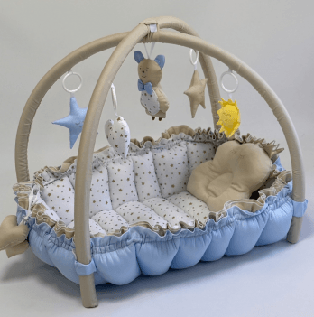 Кокон для новорожденных 2в1 Happy Luna Babynest Playmate Plastik bag Голубой/Золотой 0765
