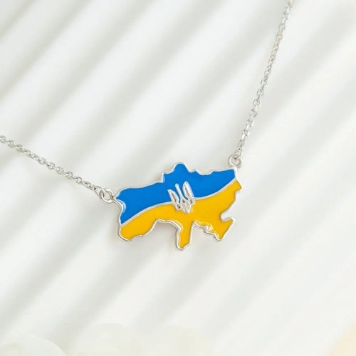 Серебряное колье женское UD Kashtan Карта Украины ВС-411ЕР