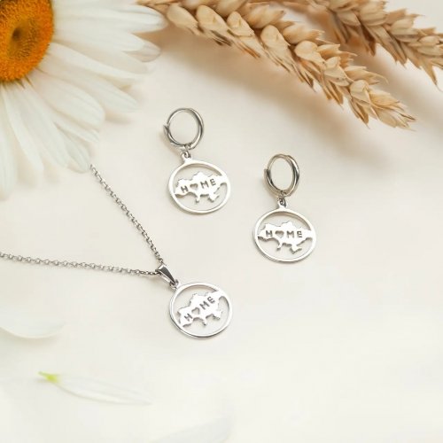 Серебряное колье женское UD Kashtan Карта Украины ВС-439Р