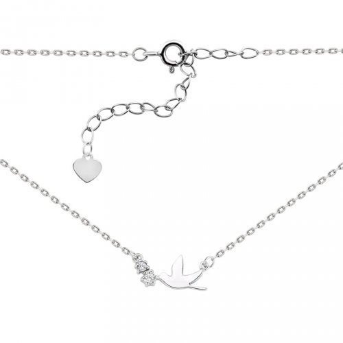 Серебряное колье женское UD Kashtan Птичка с белыми фианитами ВС-335P