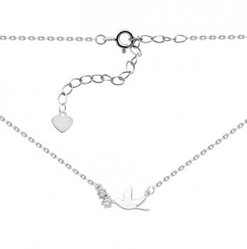 Серебряное колье женское UD Kashtan Птичка с белыми фианитами ВС-335P