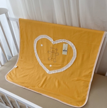 Одеяло для новорожденных летнее BetiS Серденько Интерлок/Кулир Оранжевый 85х90 см 27076195