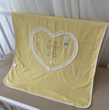 Одеяло для новорожденных летнее BetiS Серденько Интерлок/Кулир Желтый 85х90 см 27076194