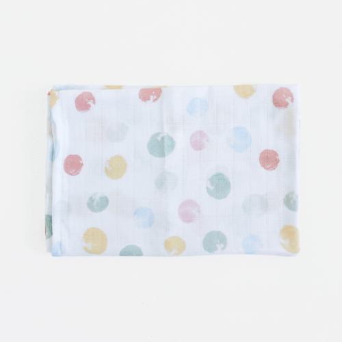 Муслиновая пеленка для детей ELA Textile&Toys Кружочки Белый/Розовый/Синий 100х80 см DM001D