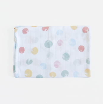 Муслиновая пеленка для детей ELA Textile&Toys Кружочки Белый/Розовый/Синий 100х80 см DM001D