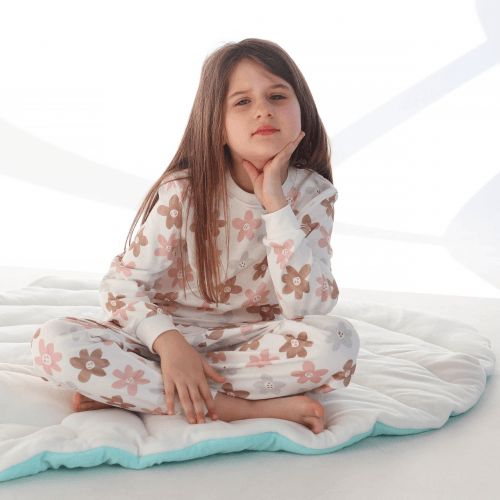 Пижама детская ELA Textile&Toys Цветочки 2 - 8 лет Интерлок Белый/Розовый/Коричневый PJ006DF