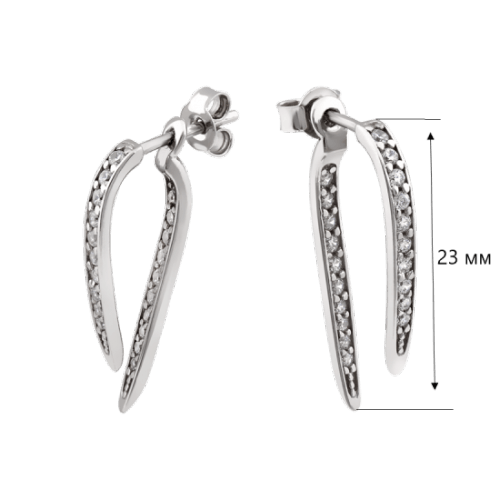 Сережки пусеты серебряные UD Kashtan с фианитами ЛК-0311р